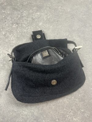 Fendi Black Knit Baguette
