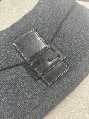 Fendi Black Knit Baguette