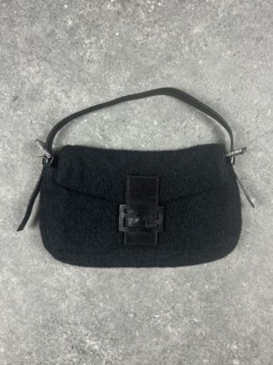 Fendi Black Knit Baguette